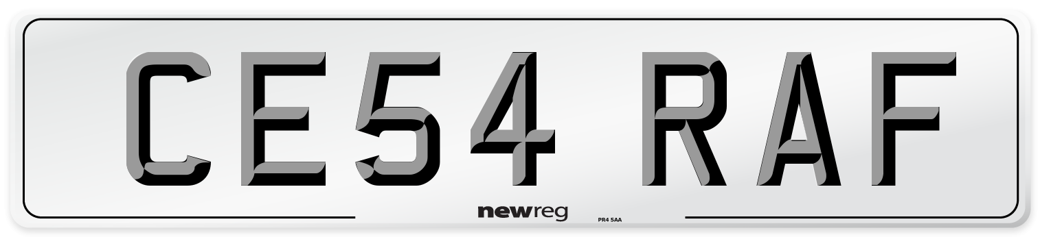 CE54 RAF Number Plate from New Reg